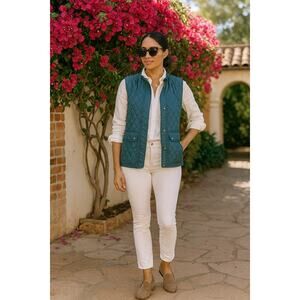 Vintage Belstaff Women’s Quilted Blue Lightweight Vest Gilet Diamond Medium